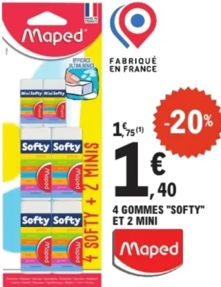 4 Gommes Maped Softy et 2 Mini