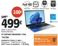 TECNO PC PORTABLE MEGABOOK T15AA