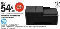 Imprimante multifonction 3 en 1 HP Deskjet 4310