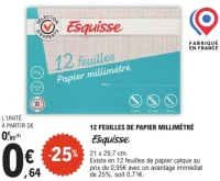 12 feuilles de papier millimétré Esquisse