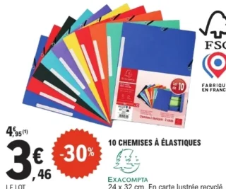 10 Chemises à élastiques Exacompta