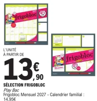 Sélection Frigobloc Play Bac (Frigobloc Mensuel 2027 - Calendrier familial)