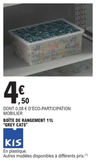 Boîte de rangement 11L "Grey Cats" KIS