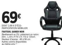 Fauteuil gamer noir