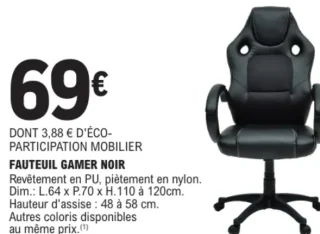 Fauteuil gamer noir