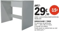 Bureau blanc 1 tiroir