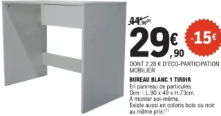 Bureau blanc 1 tiroir