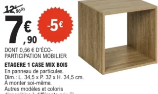 Étagère 1 case mix bois