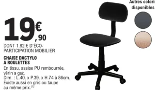 Chaise dactylo à roulettes