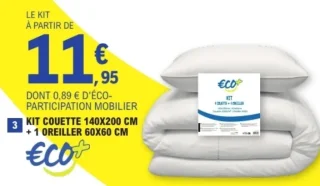 Eco+ Kit couette 140x200 cm + 1 oreiller 60x60 cm