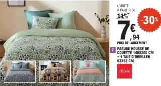 Parure housse de couette 140x200 cm + 1 taie d'oreiller 63x63 cm Tissaia