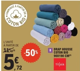 Drap housse coton bio 90x190 cm Tissaia