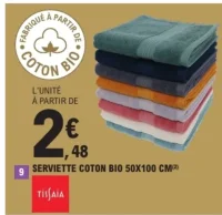 Serviette coton bio 50x100 cm Tissaia