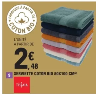 Serviette coton bio 50x100 cm Tissaia
