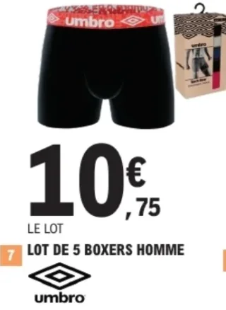 Umbro Lot de 5 boxers homme