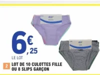 Eco+ Lot de 10 culottes fille ou 8 slips garçon