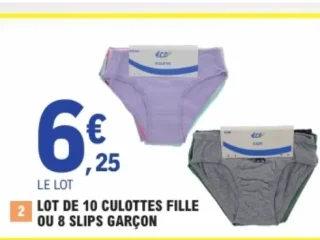 Eco+ Lot de 10 culottes fille ou 8 slips garçon