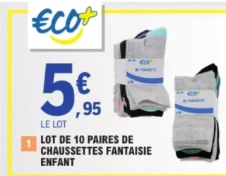 Eco+ Lot de 10 paires de chaussettes fantaisie enfant