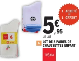 Tissaia Lot de 5 paires de chaussettes enfant