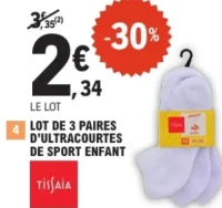 Tissaia Lot de 3 paires d'ultracourtes de sport enfant