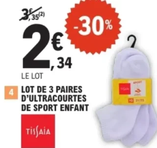 Tissaia Lot de 3 paires d'ultracourtes de sport enfant