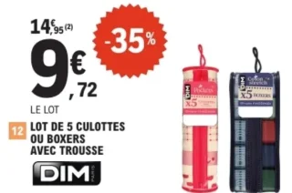 Lot de 5 culottes ou boxers avec trousse Dim
