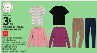 Tee-shirt ou legging côtelé enfant bio Tissaia