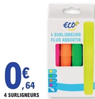 ECO+ 4 Surligneurs fluo assortis