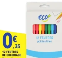 ECO+ 12 Feutres de coloriage pointes fines