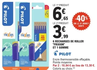 6 recharges de roller "Frixion" et 1 gomme Pilot