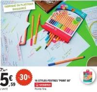 16 stylos-feutres "Point 88" Stabilo