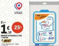 Ardoise effaçable à sec + feutre Bic Velleda
