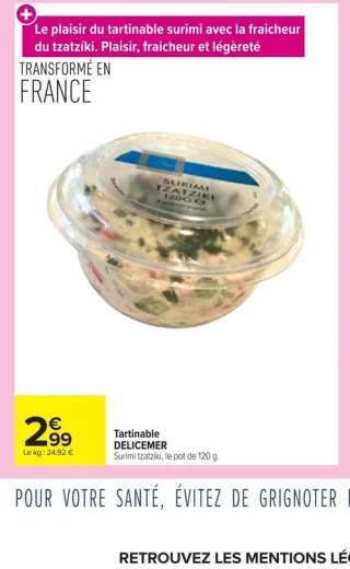 Tartinable DELICEMER Surimi tzatziki