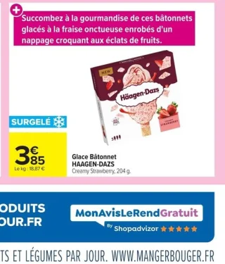 Glace Bâtonnet Haagen-Dazs Creamy Strawberry