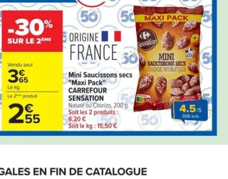 Mini Saucissons secs "Maxi Pack" CARREFOUR SENSATION