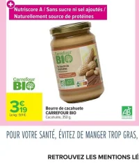 Beurre de cacahuete CARREFOUR BIO Cacahuète
