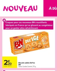 Biscuits sablés Del'Ice BN Saveur Sundae Caramel