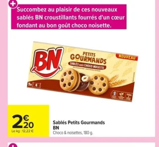 Sablés Petits Gourmands BN Choco & noisettes, 180 g.