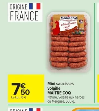 Mini saucisses volaille MAÎTRE COQ