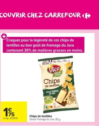 Chips de lentilles Vico Natur' & Bon Saveur Fromage du Jura