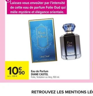 Eau de Parfum DIANE CASTEL Folie, Tentation ou Very, 100 ml