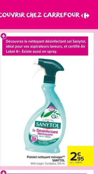 Pistolet nettoyant ménager Sanytol Multi-usages : Eucalyptus