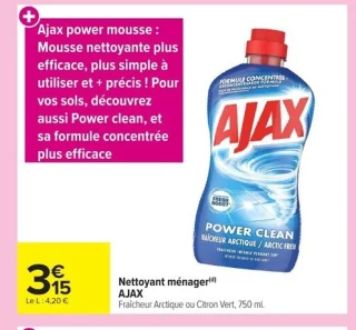 Nettoyant ménager AJAX Fraîcheur Arctique ou Citron Vert