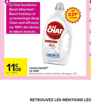 Lessive liquide LE CHAT Boost Détachant ou Boost Fraîcheur