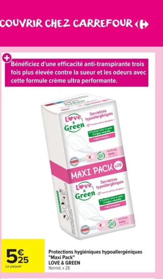 Protections hygiéniques hypoallergéniques "Maxi Pack" LOVE & GREEN Normal