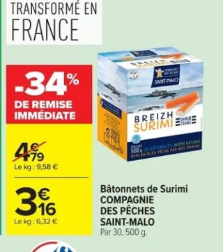 Bâtonnets de Surimi Compagnie des Pêches Saint-Malo