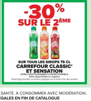 Sirops 75 cl Carrefour Classic' et Sensation