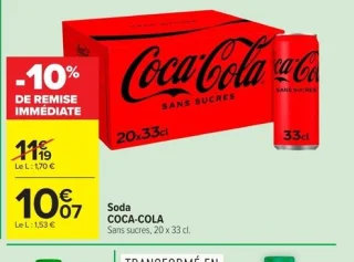 Soda COCA-COLA Sans sucres