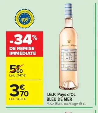 Rosé, Blanc ou Rouge I.G.P. Pays d'Oc Bleu de Mer Bernard Magrez