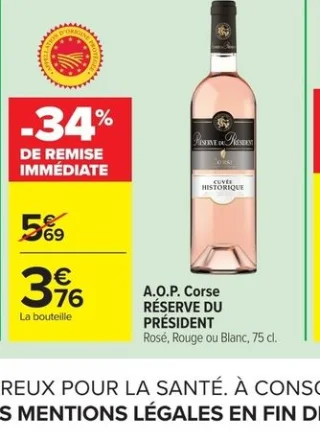 Rosé, Rouge ou Blanc A.O.P. Corse Réserve du Président
